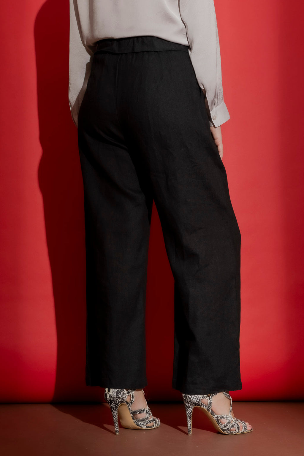 Black Luxury Linen Paperbag Pant