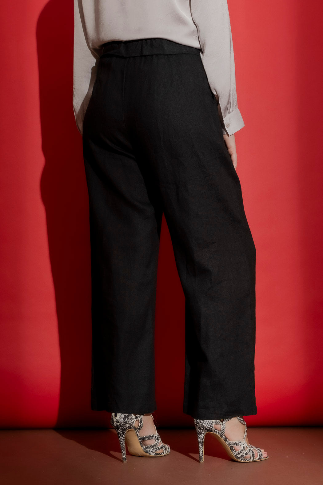 Black Luxury Linen Paperbag Pant