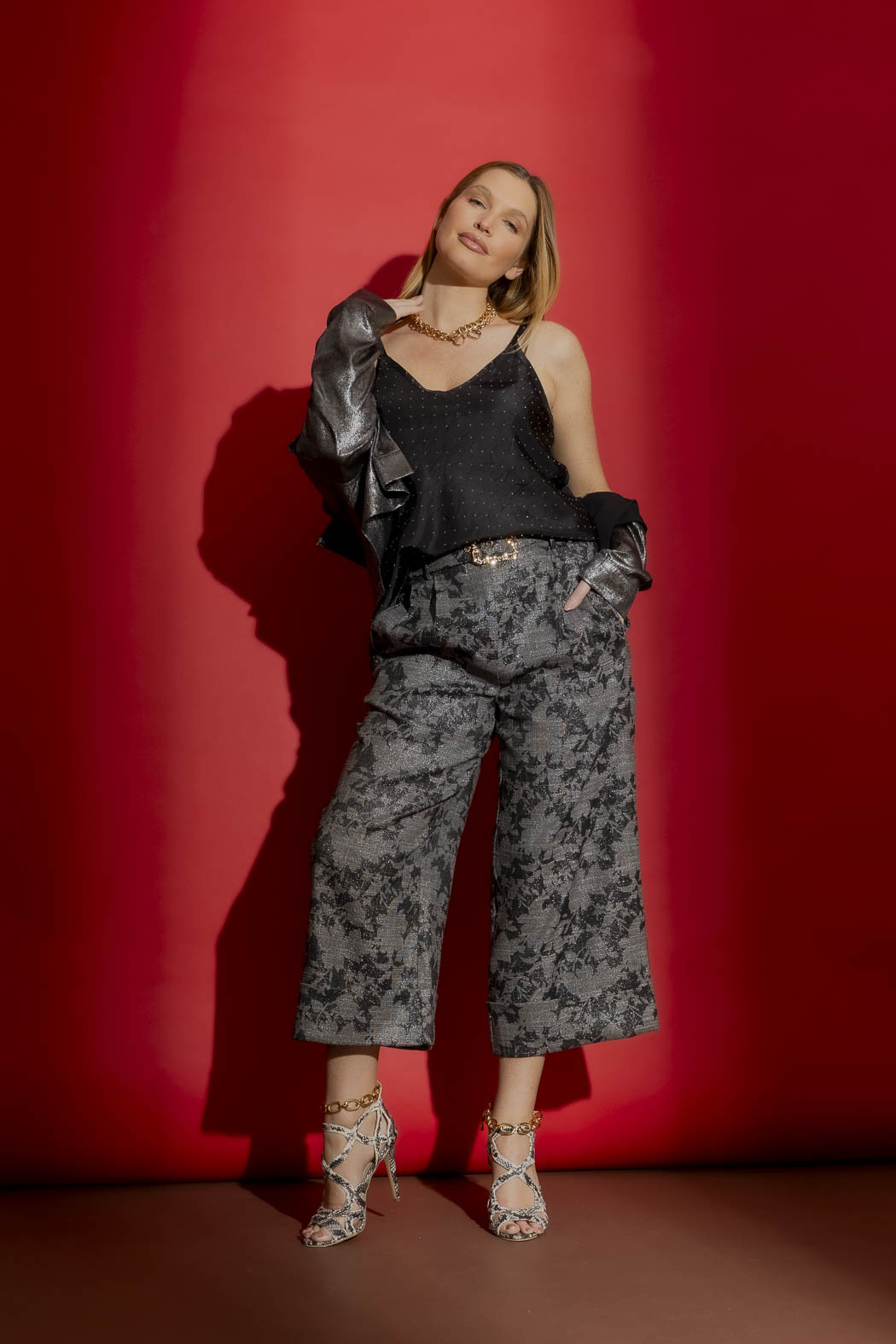 Black Studded Bias Cami