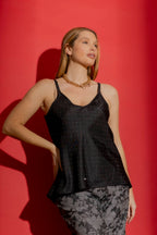 Black Studded Bias Cami