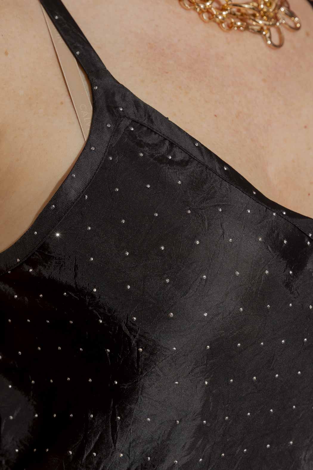 Black Studded Bias Cami