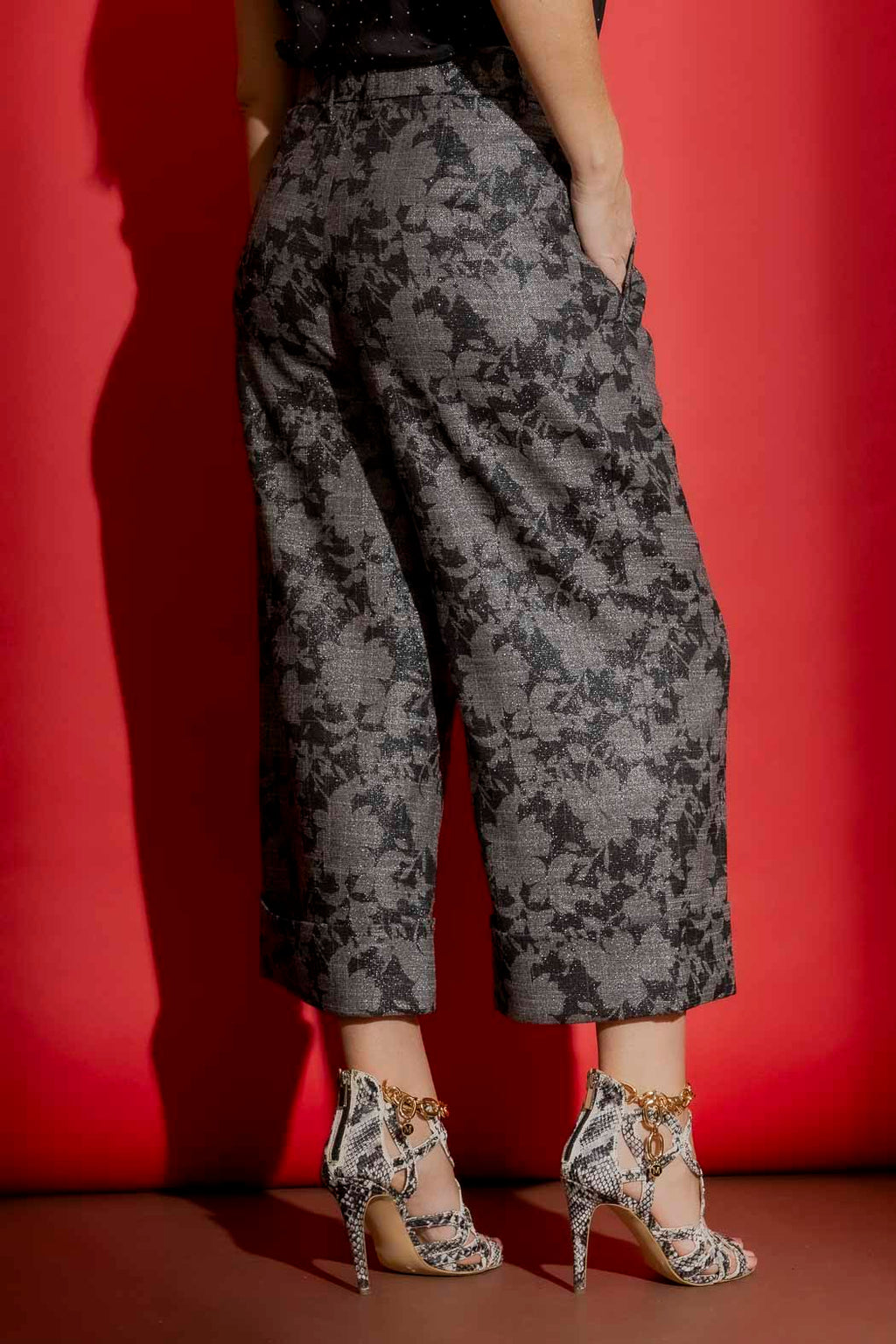 Black/Silver Cleo Cuff Pant