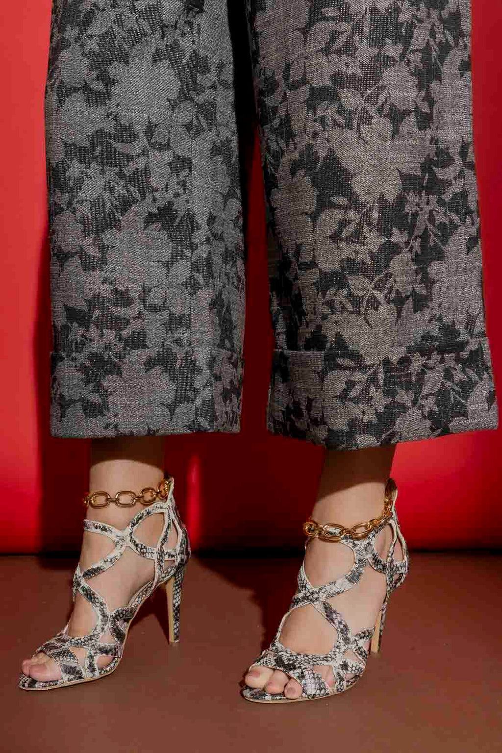 Black/Silver Cleo Cuff Pant