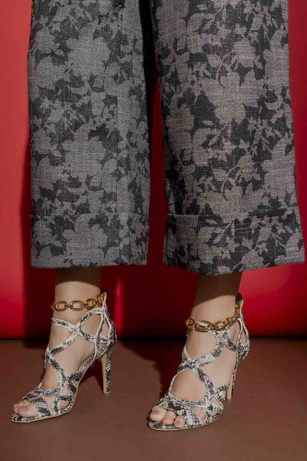 Black/Silver Cleo Cuff Pant