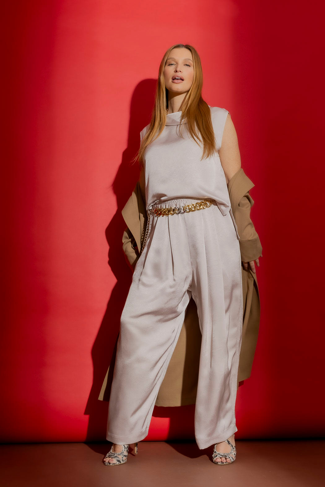 Oyster Pull On Pleat Pant