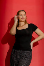 Black Tencel Cap Sleeve Tee