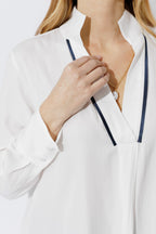 White Piped Collar Blogger Shirt