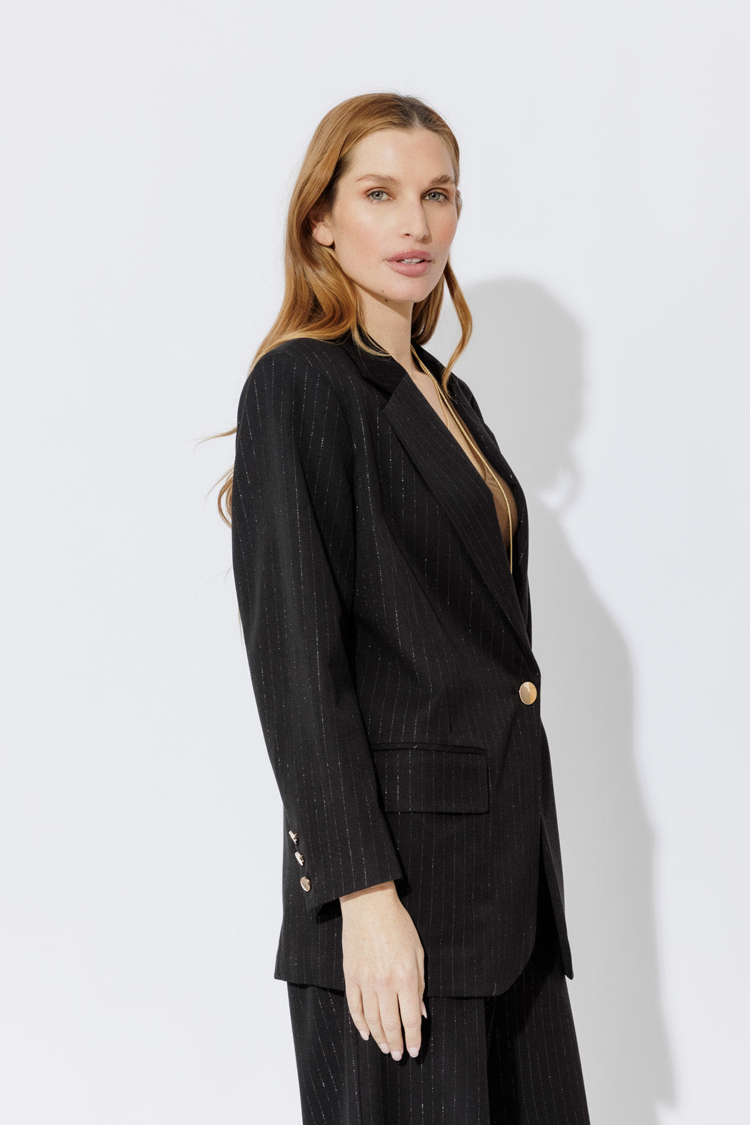 Black Lurex Boyfriend Blazer