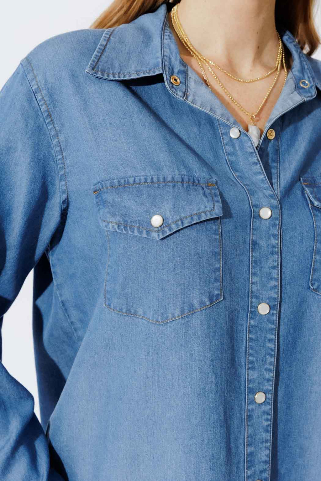 Mid Denim Tencel Vintage Shirt