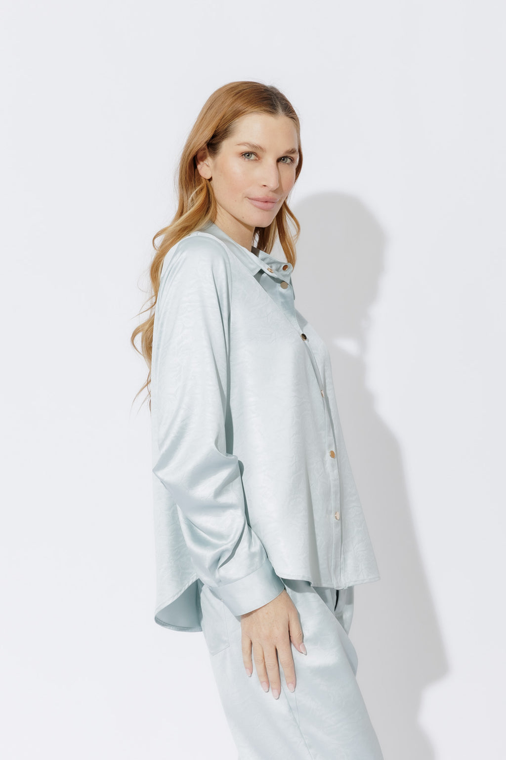 Pale Blue Tuck Sleeve Shirt Pale Blue