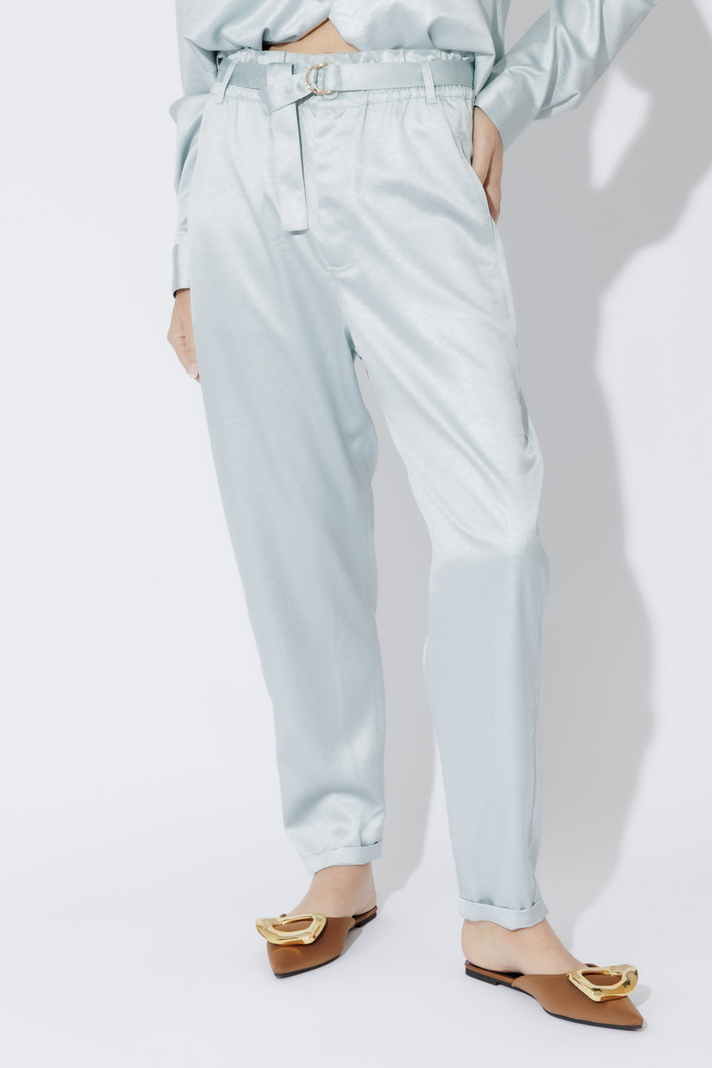 Pale Blue Paperbag Pants