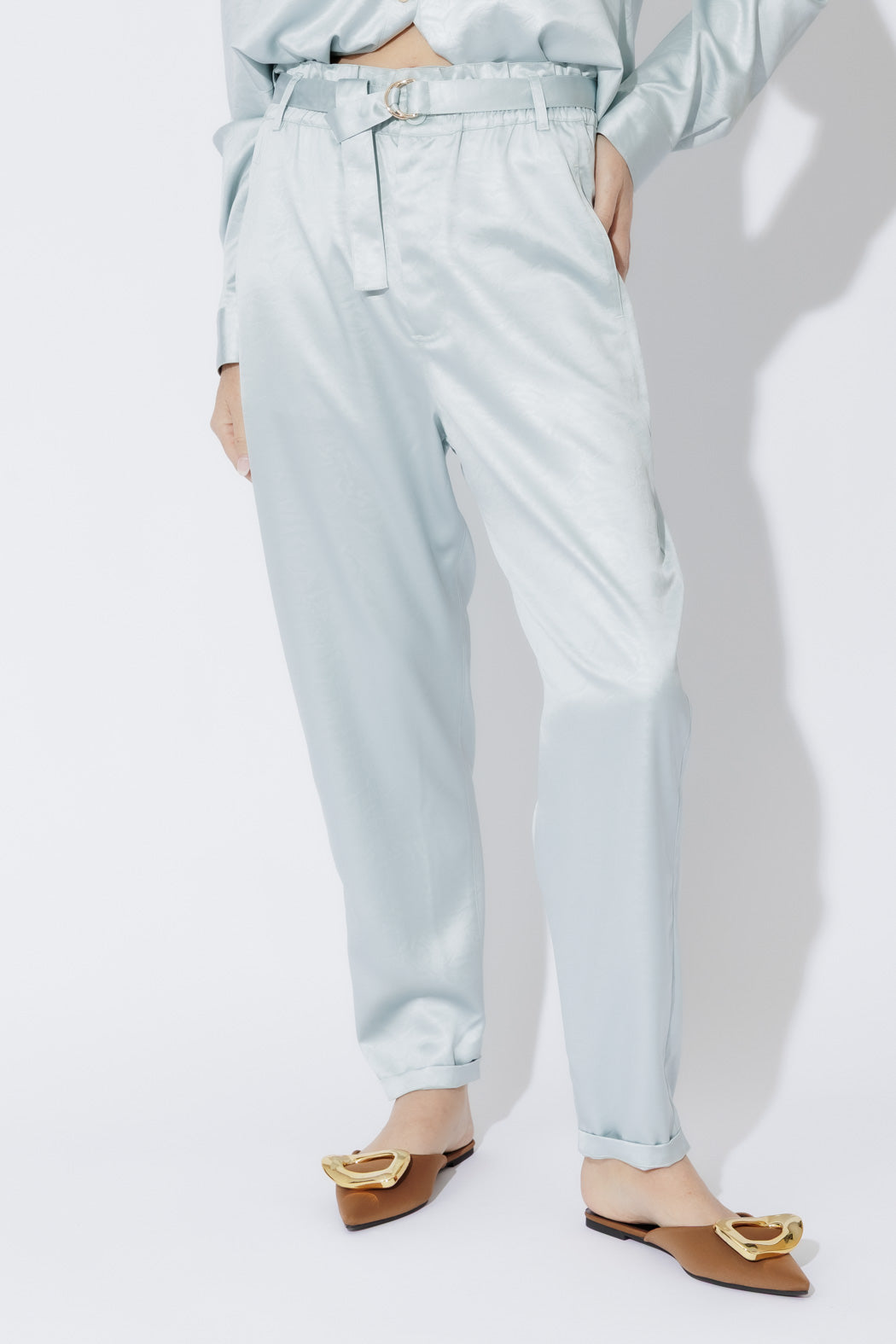 Pale Blue Paperbag Pants Pale Blue
