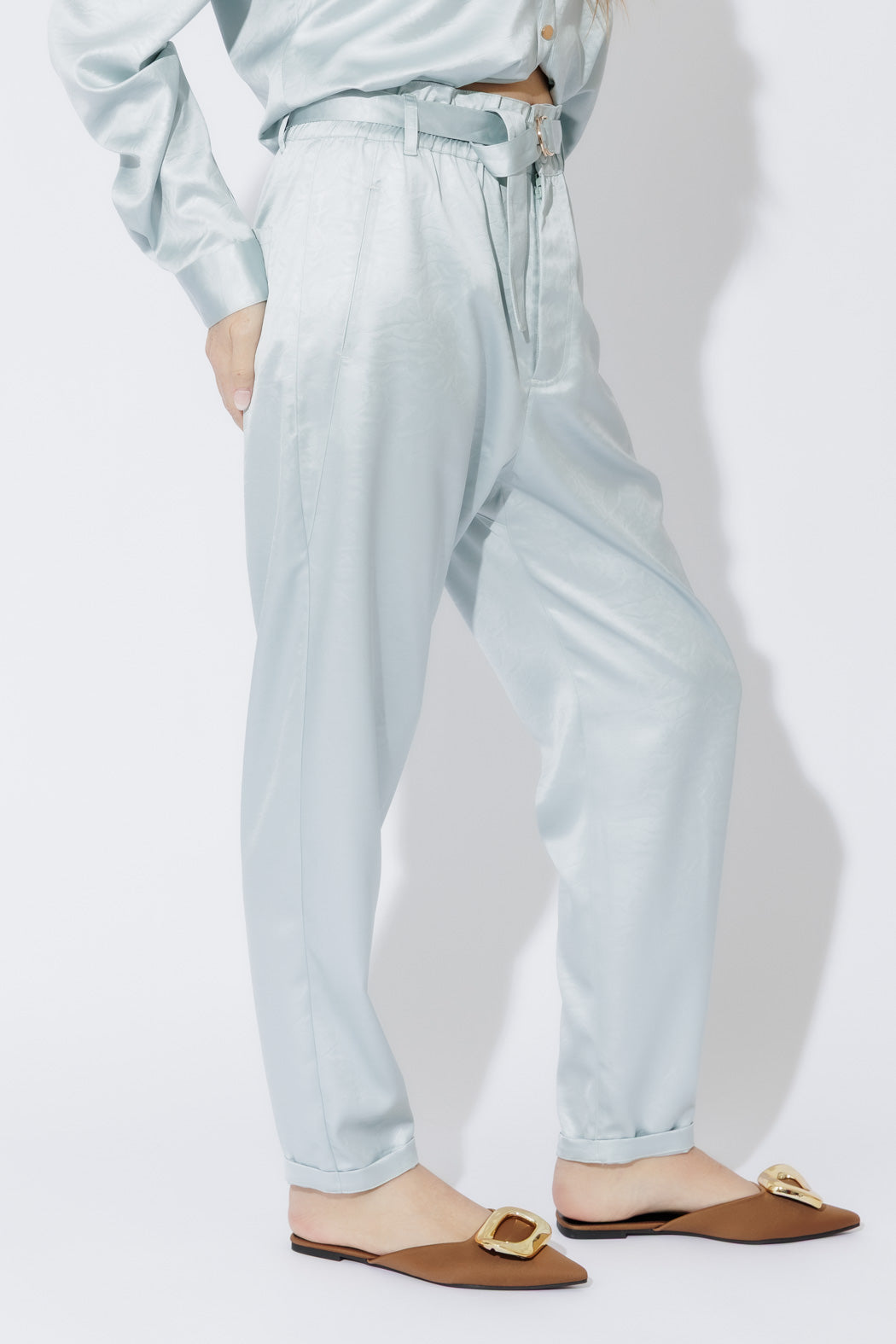 Pale Blue Paperbag Pants Pale Blue