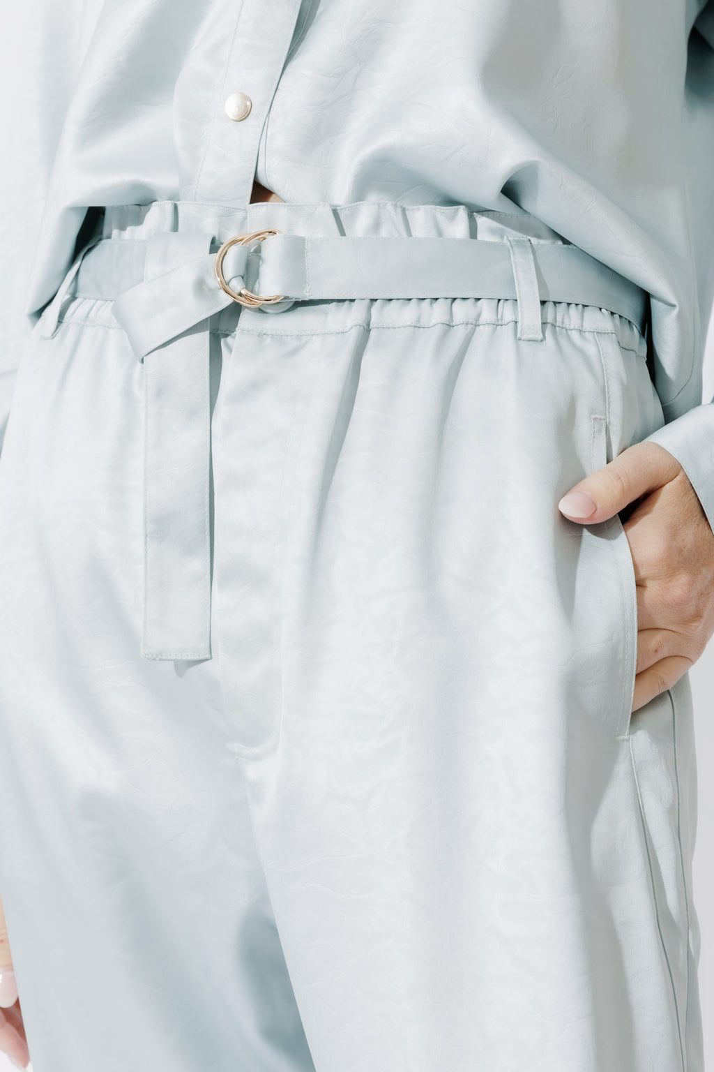 Pale Blue Paperbag Pants