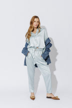 Pale Blue Tuck Sleeve Shirt Pale Blue