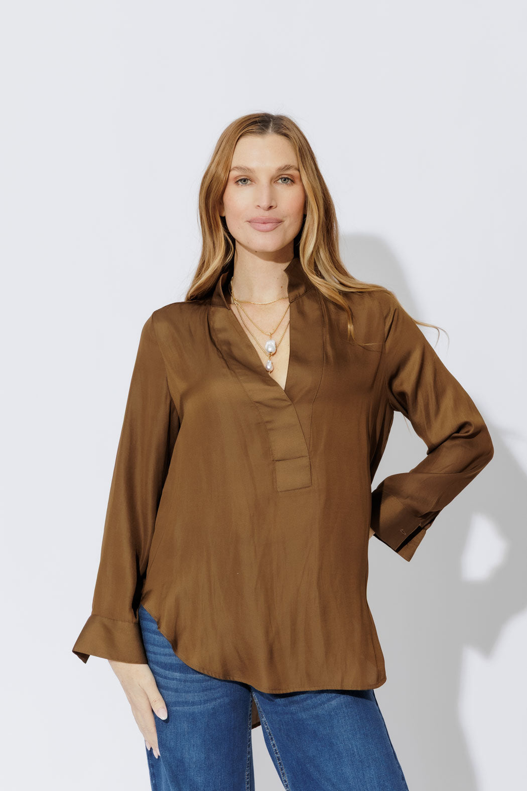 Mocha Silky Milan Blogger Shirt