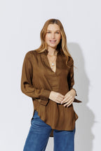 Mocha Silky Milan Blogger Shirt