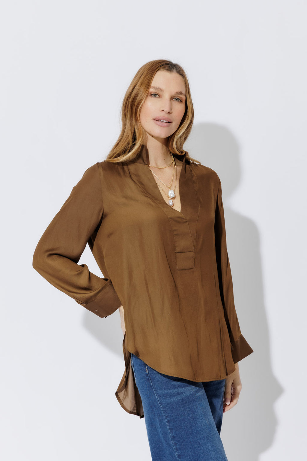 Mocha Silky Milan Blogger Shirt