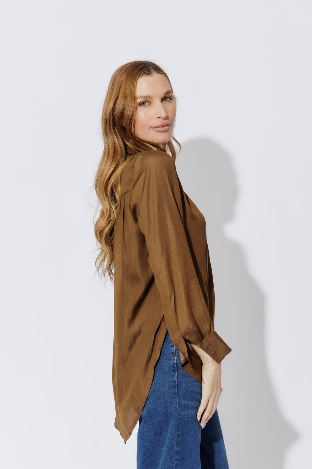 Mocha Silky Milan Blogger Shirt