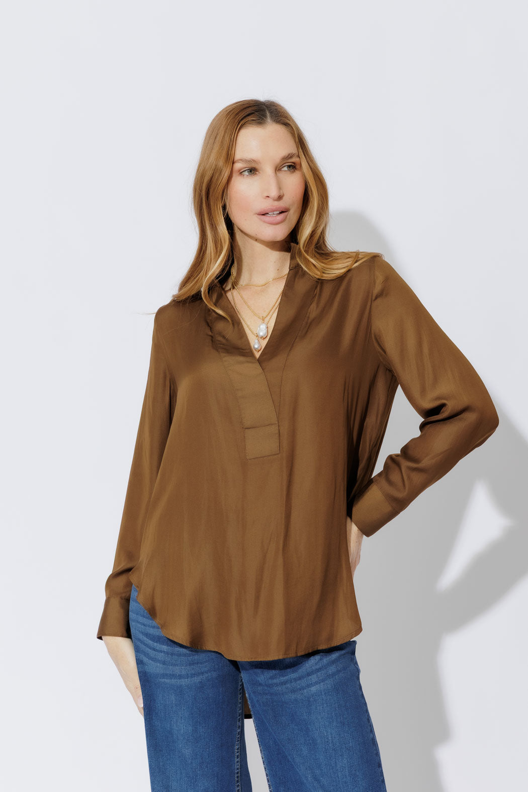 Mocha Silky Milan Blogger Shirt