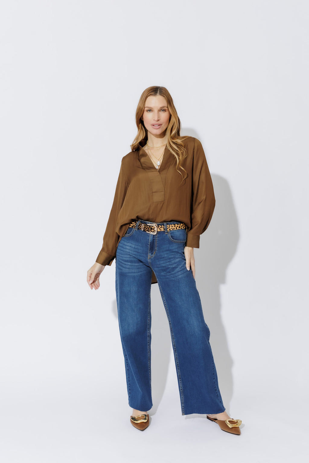 Mocha Silky Milan Blogger Shirt