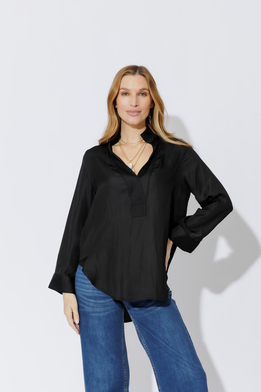 Black Silky Milan Blogger Shirt