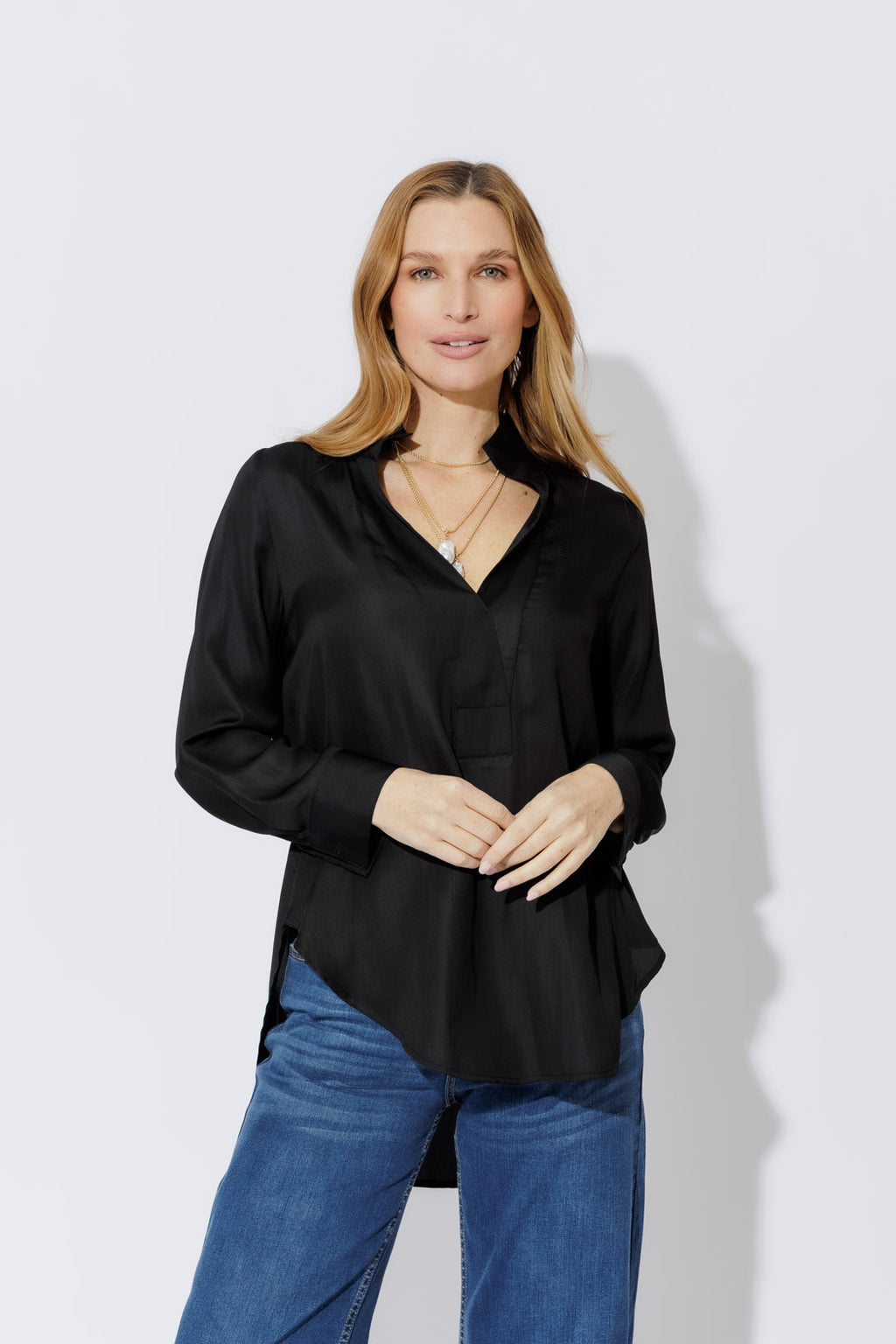 Black Silky Milan Blogger Shirt