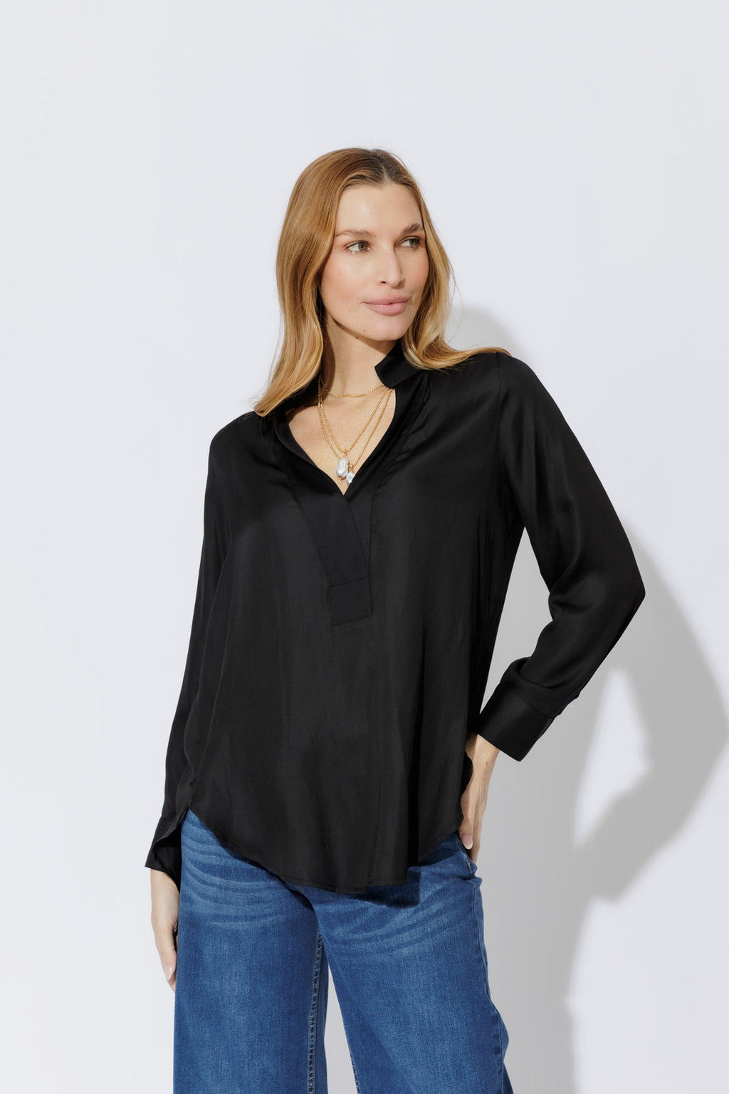 Black Silky Milan Blogger Shirt