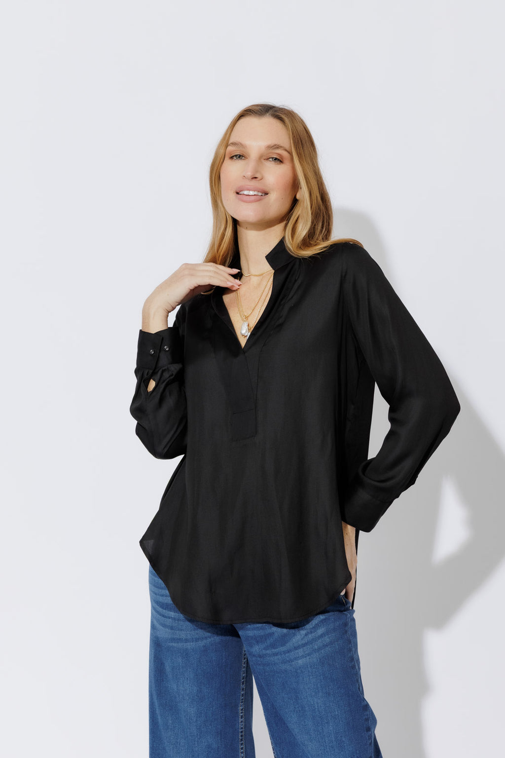 Black Silky Milan Blogger Shirt