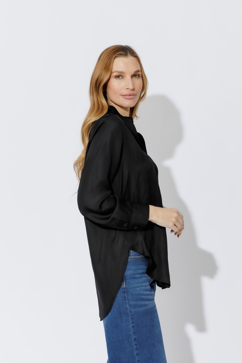 Black Luxury Longline Blogger Shirt