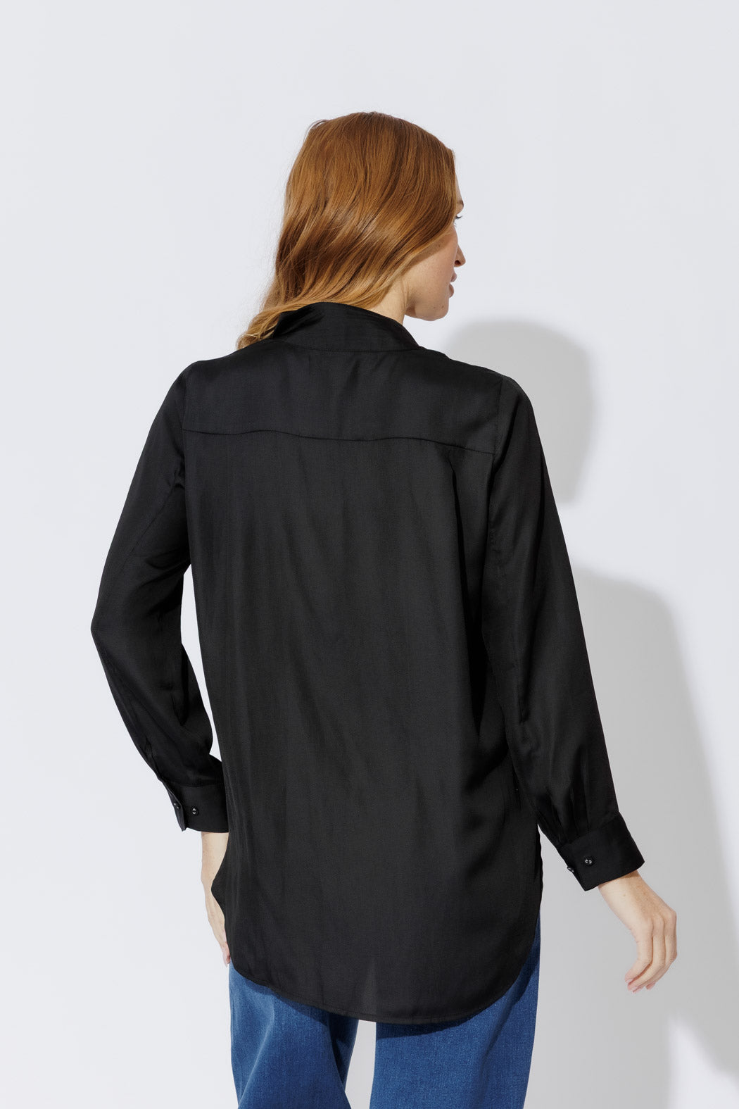 Black Luxury Longline Blogger Shirt