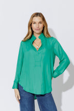 Green Silky Milan Blogger Shirt