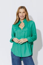 Green Silky Milan Blogger Shirt