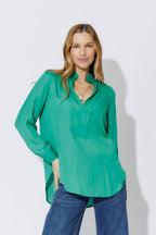 Green Silky Milan Blogger Shirt
