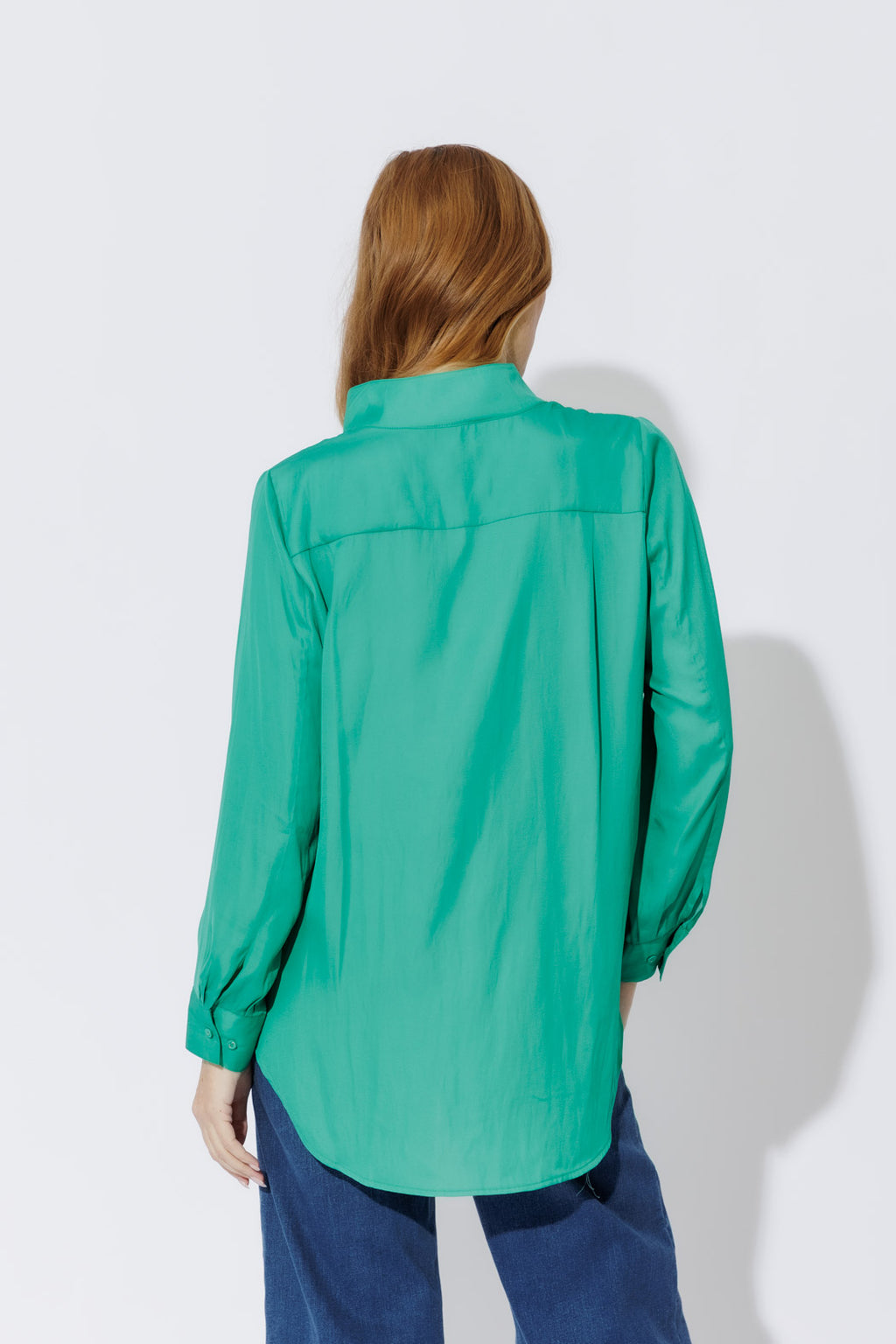 Green Silky Milan Blogger Shirt