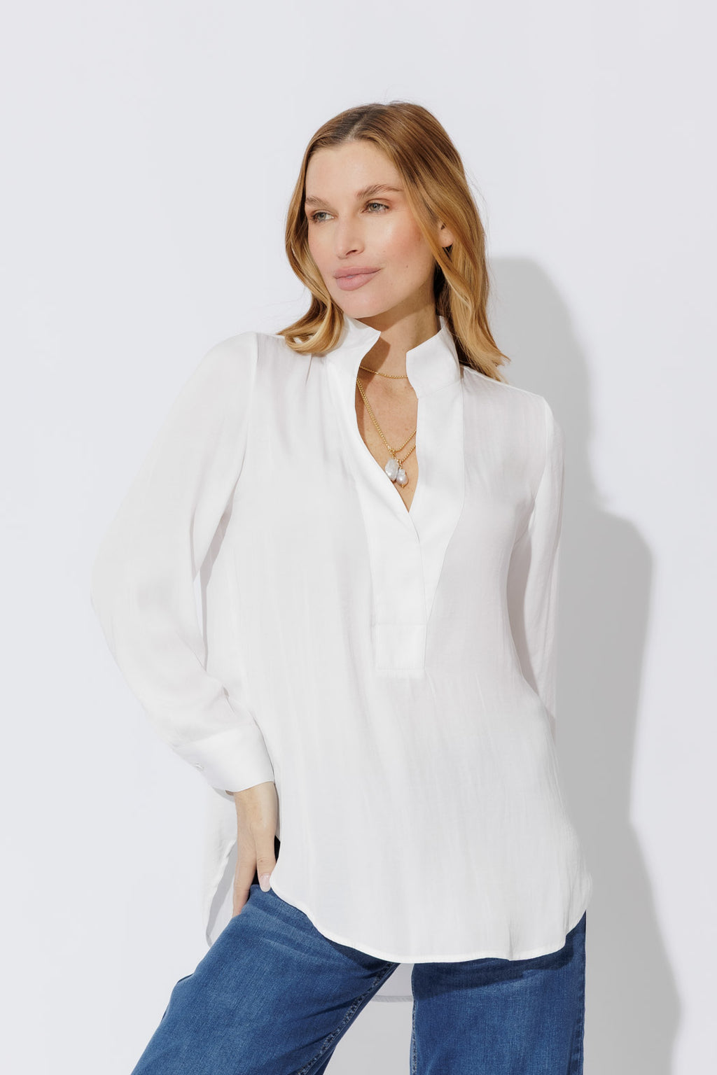 White Silky Milan Blogger Shirt