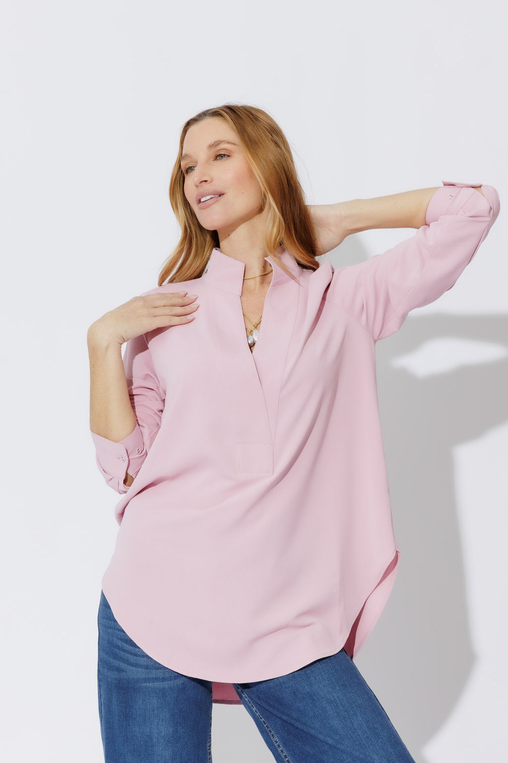 Pale Pink Luxury Longline Blogger Shirt Pale Pink