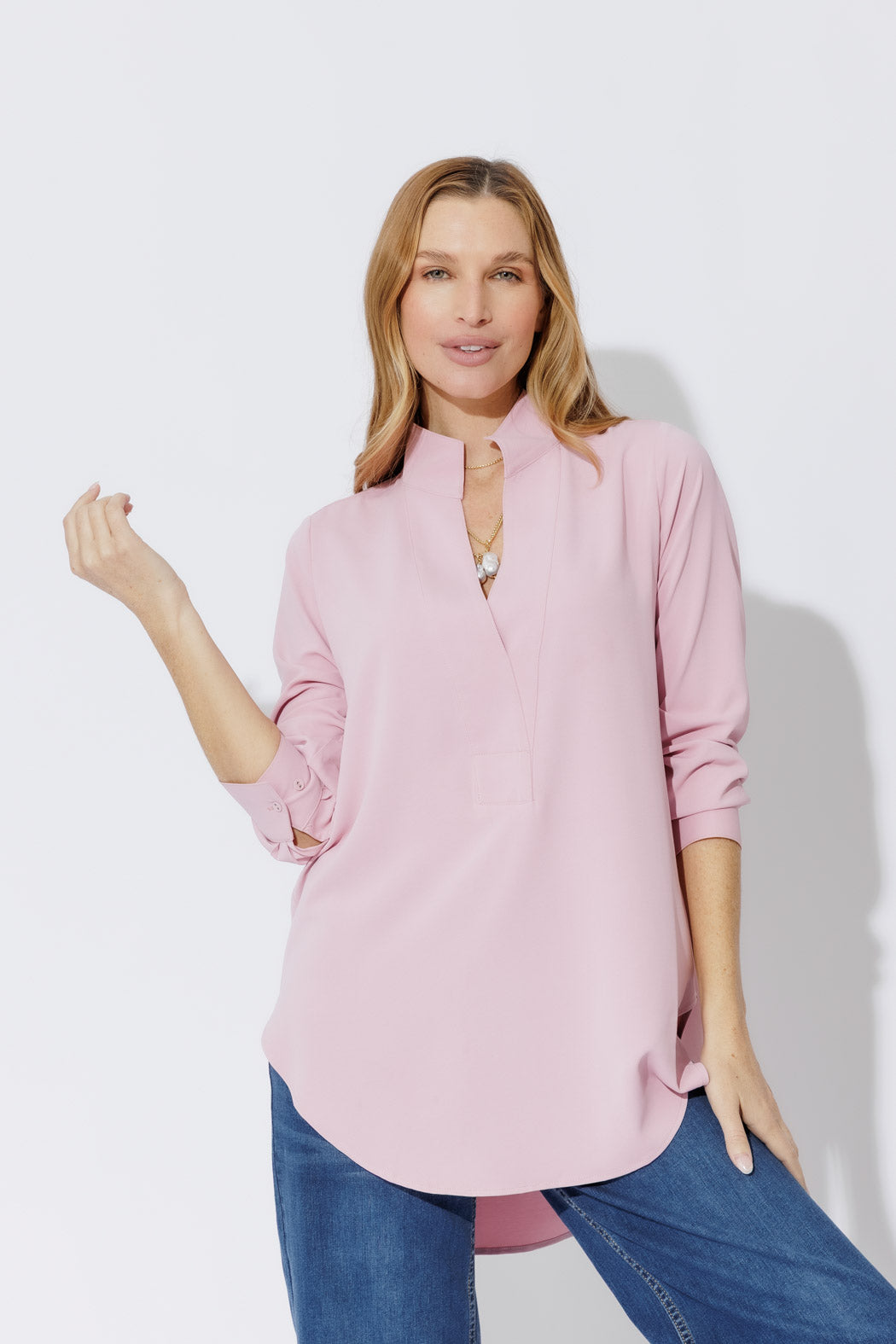 Pale Pink Luxury Longline Blogger Shirt Pale Pink