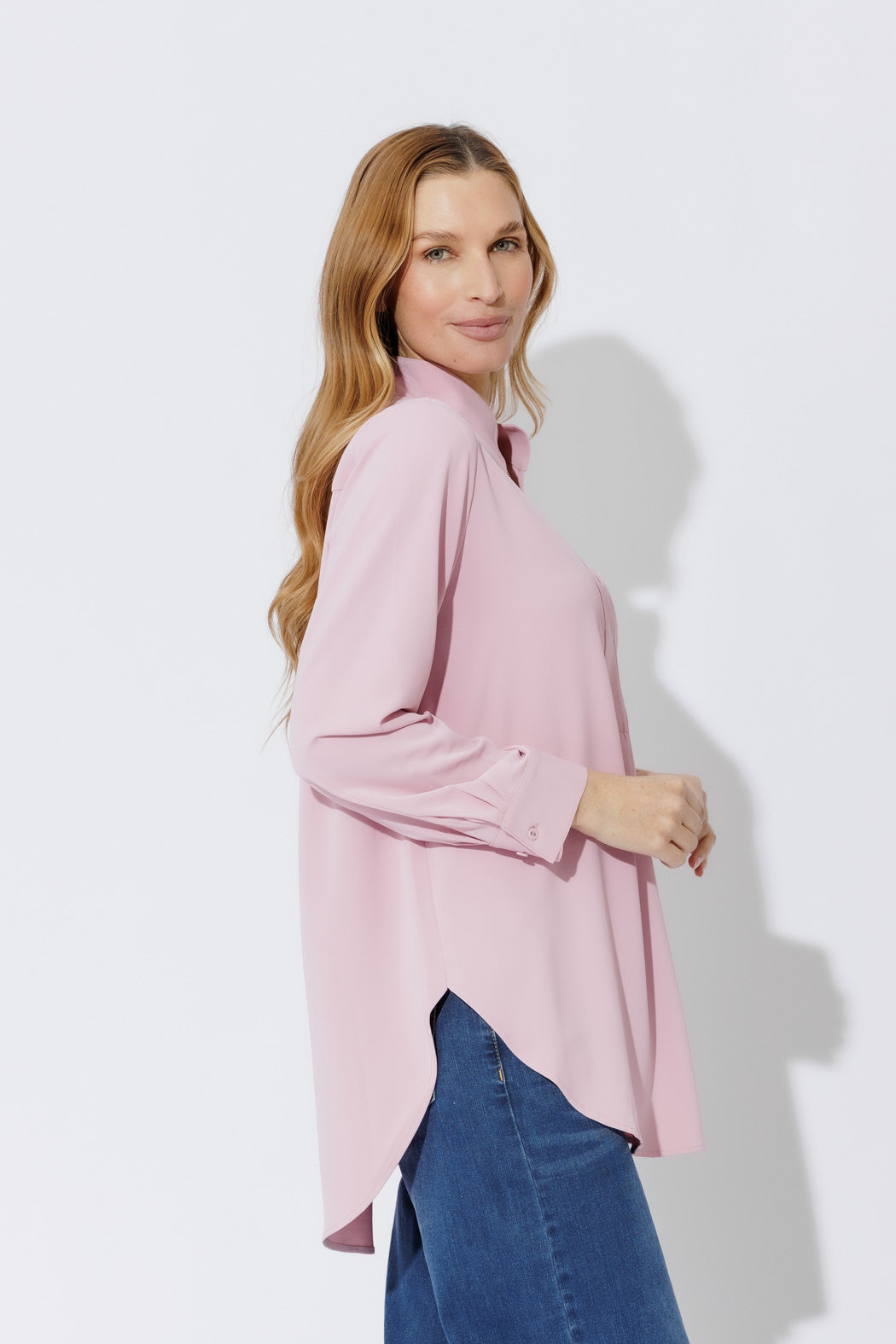 Pale Pink Luxury Longline Blogger Shirt Pale Pink