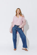 Pale Pink Luxury Longline Blogger Shirt Pale Pink