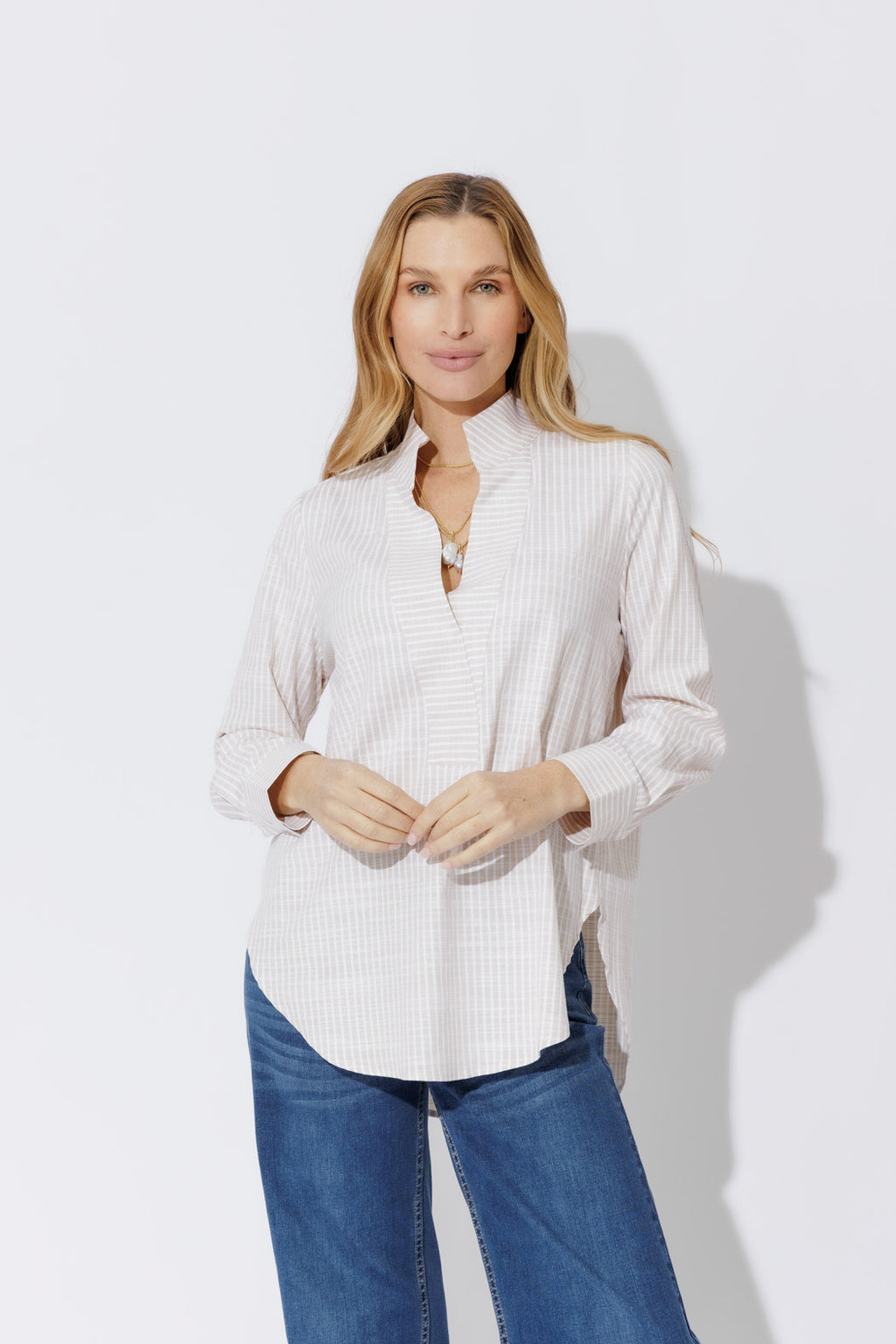Taupe Cotton Milan Blogger Shirt