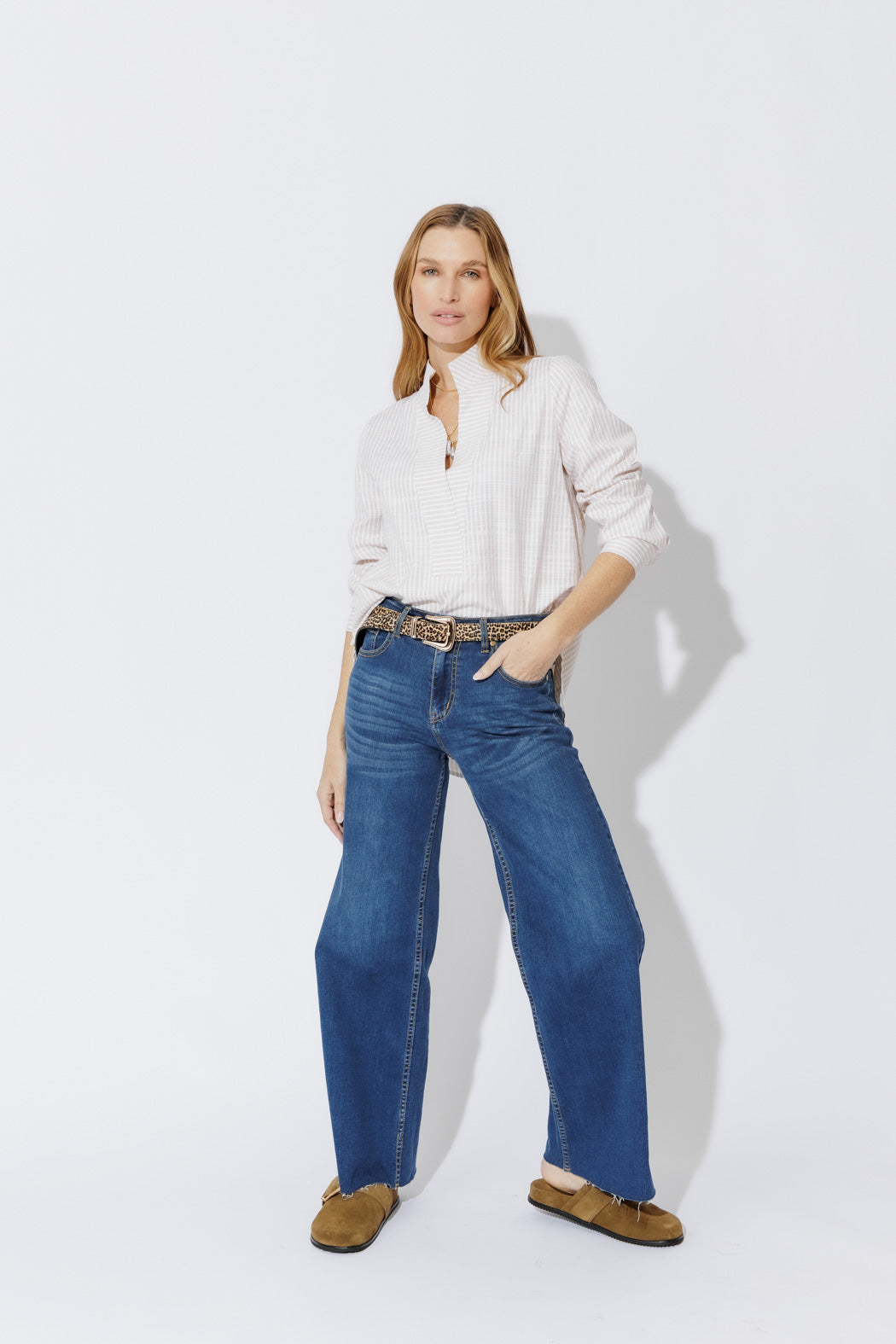 Taupe Cotton Milan Blogger Shirt