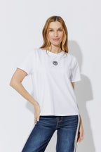 White Embroidered Logo T-Shirt