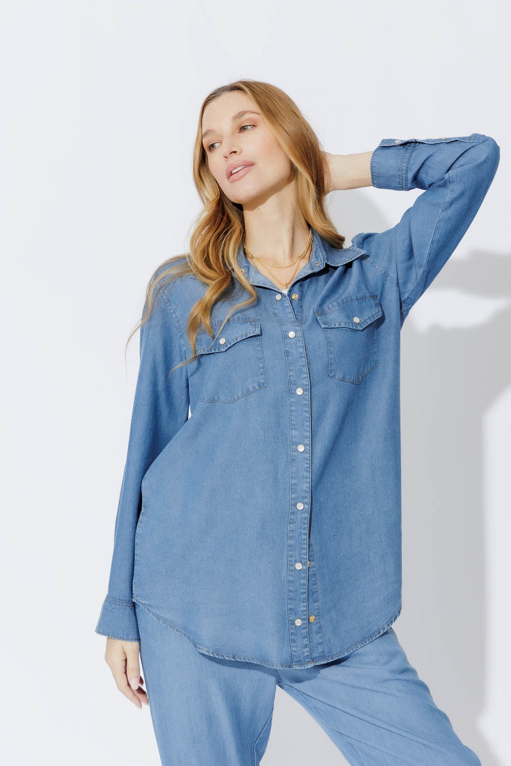 Mid Denim Tencel Vintage Shirt