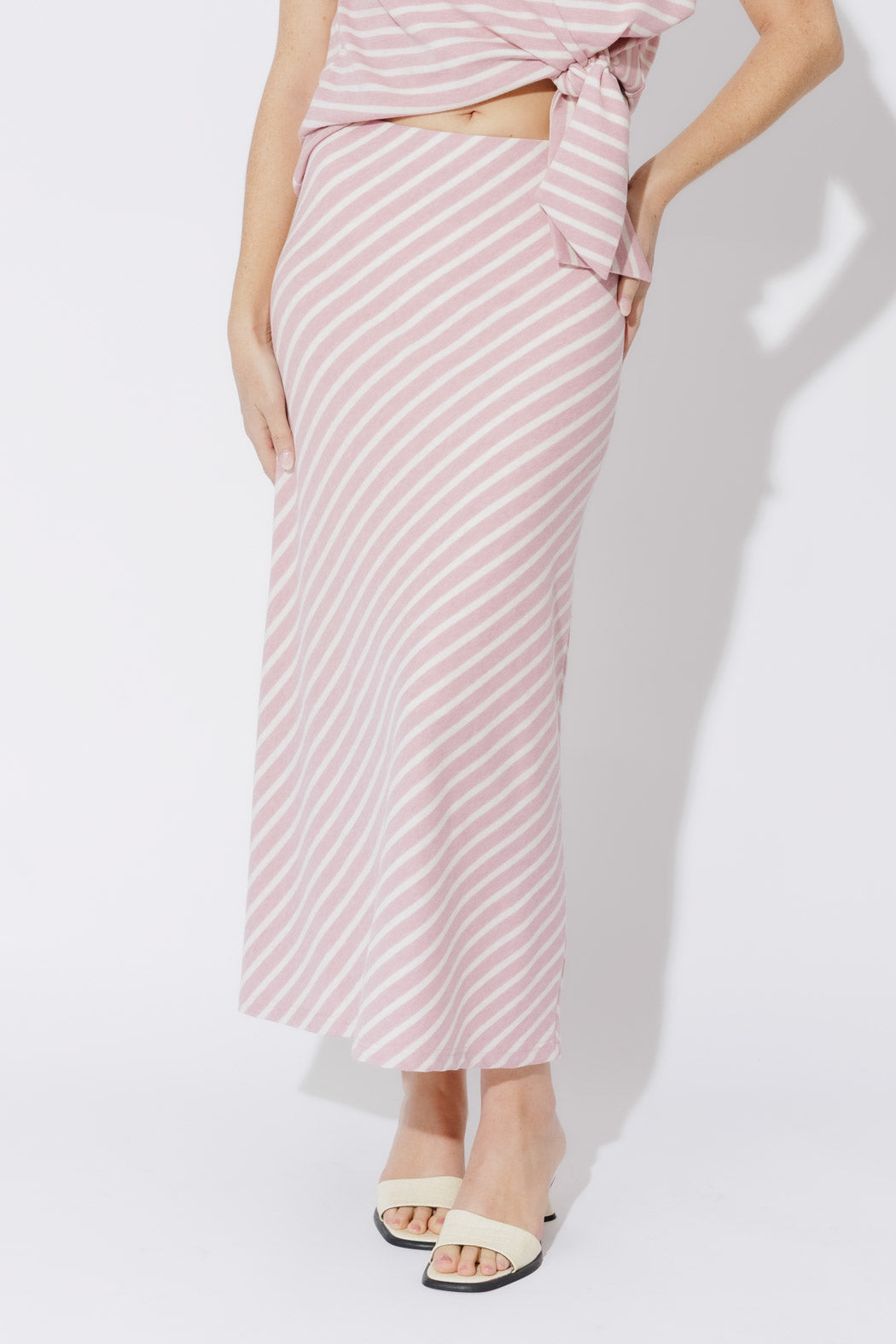 Pink Stripe Bias Skirt