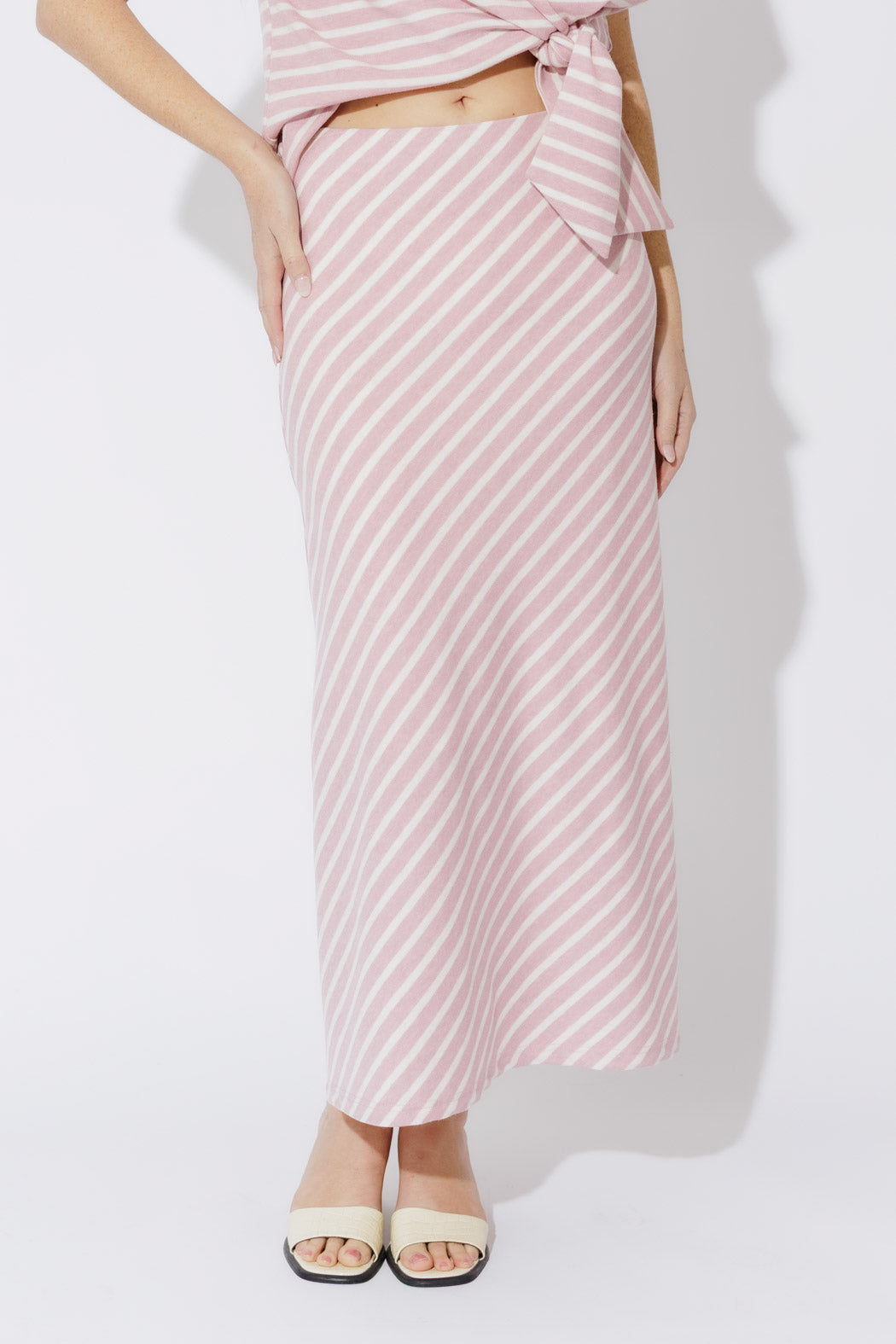 Pink Stripe Bias Skirt