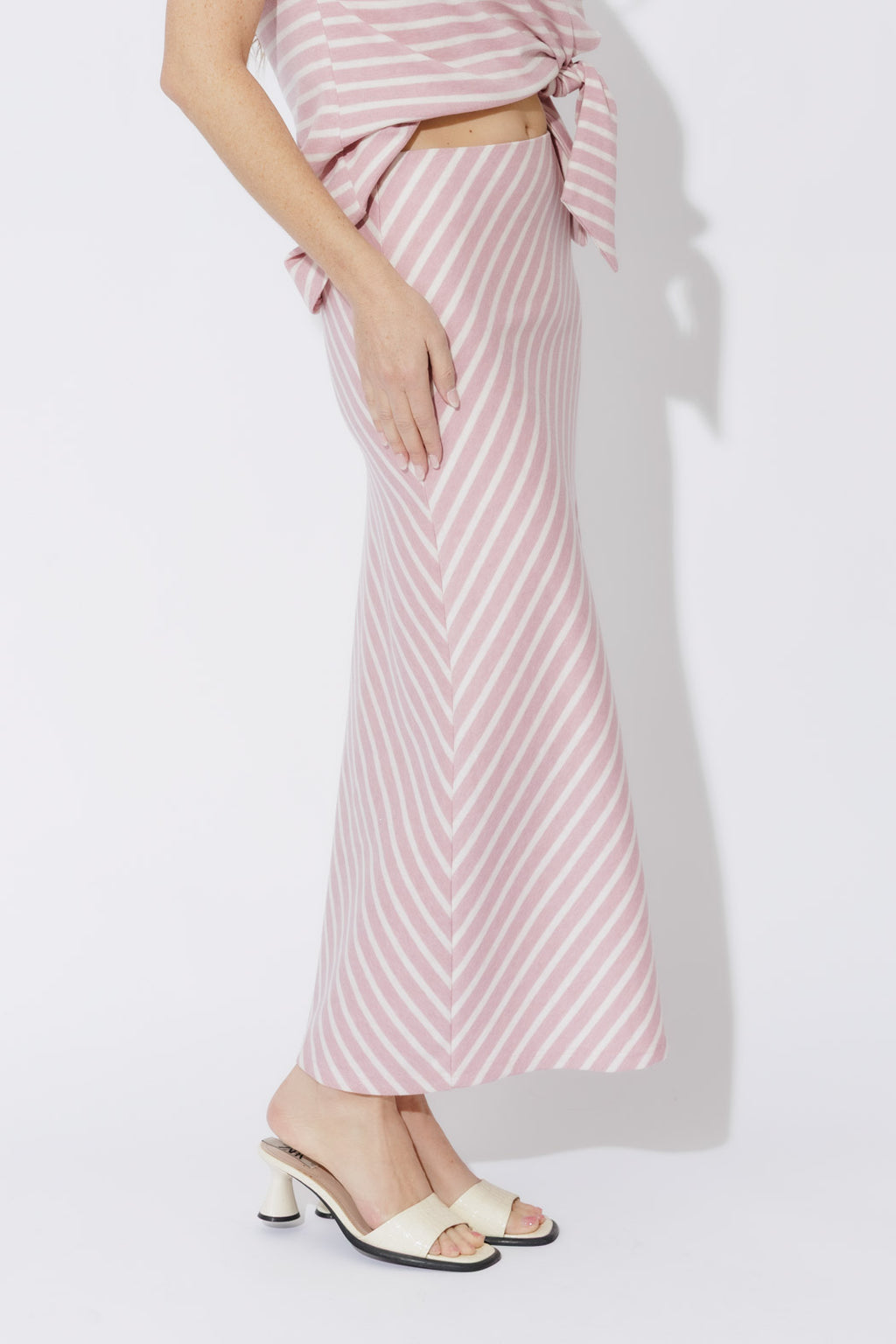 Pink Stripe Bias Skirt