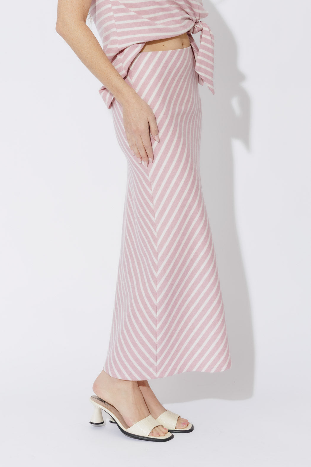 Pink Stripe Bias Skirt