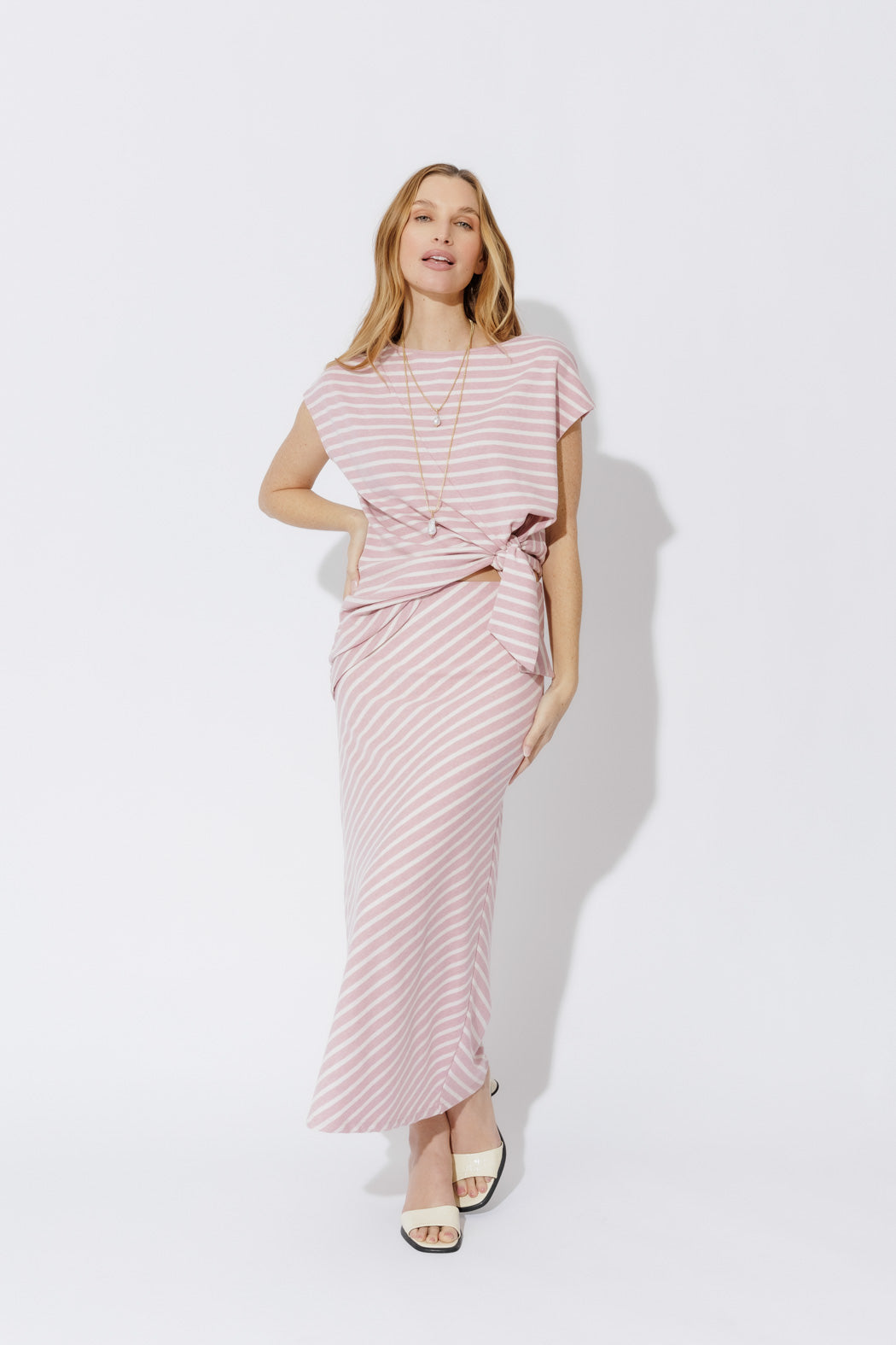 Pink Stripe Bias Skirt