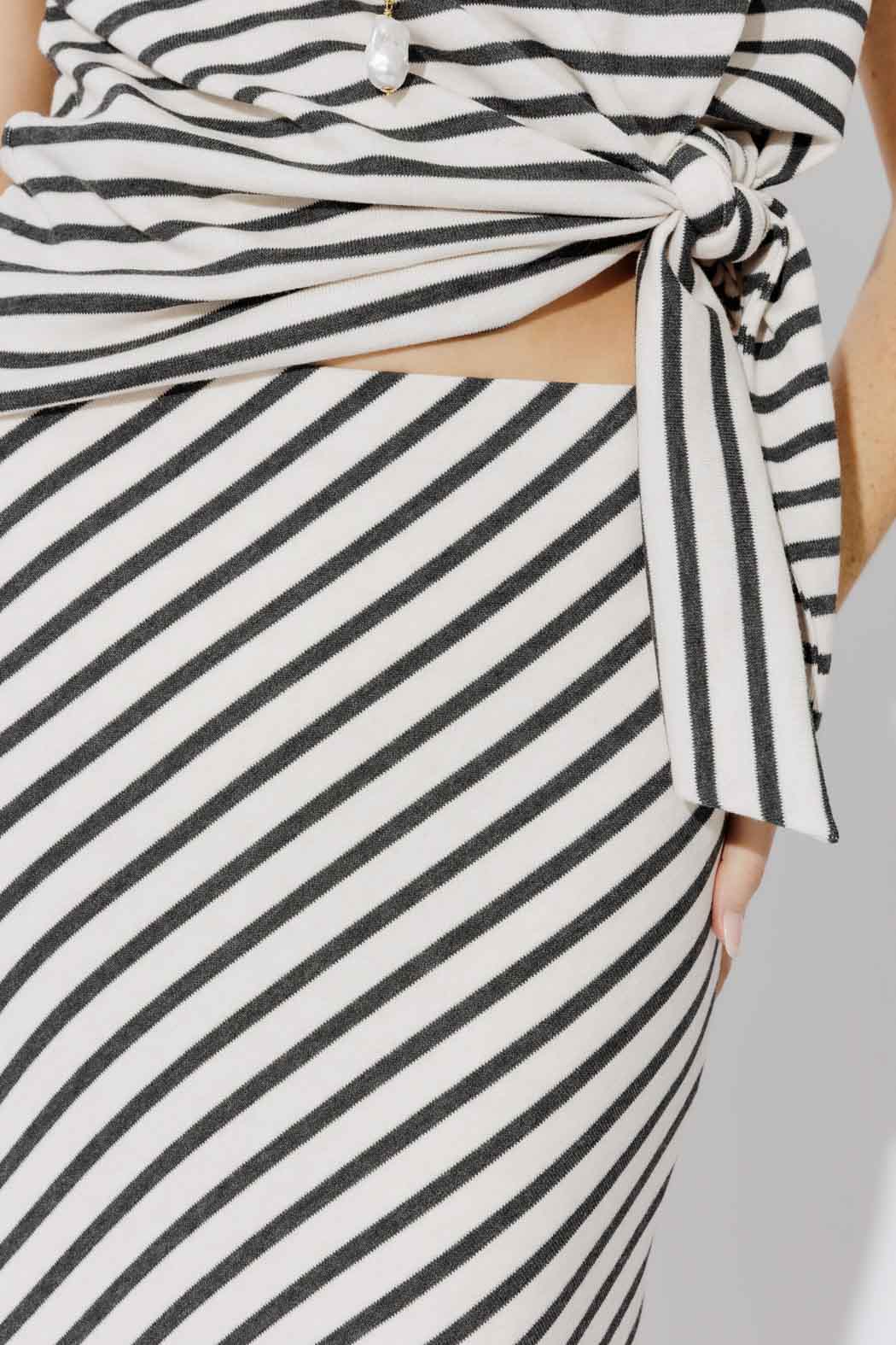 Charcoal Stripe Bias Skirt